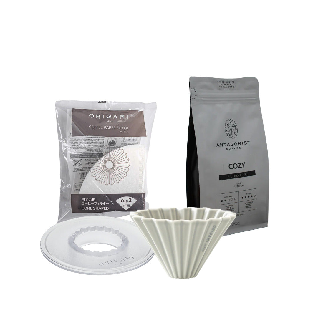 Origami Filter-Set mit Kaffee